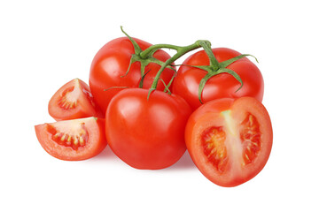 Tomatoes on a branch isolated on a white background
