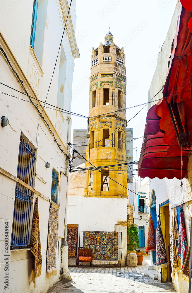 Poster The minaret of Zaouia Zakkar mosque, Sousse, Tunisia