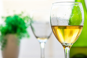 glass of white wine close-up