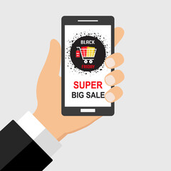 hand holding smartphone with social network