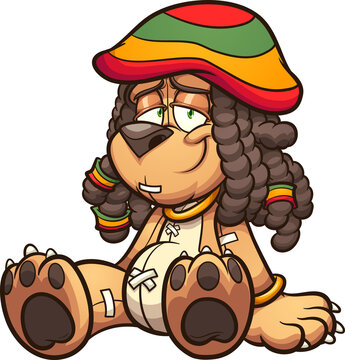 Rastafarian cartoon bear sitting down relaxing. Vector clip art  illustration with simple gradients. All on a single layer. Stock Vector |  Adobe Stock