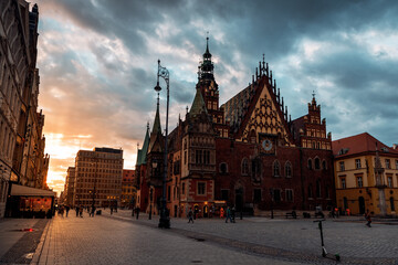 Fototapeta premium evening streets of the city of wroclaw in poland in spring