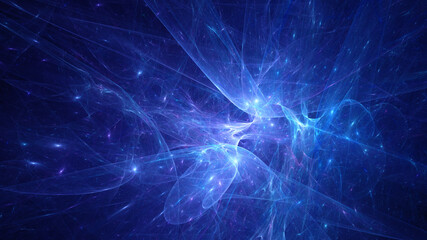 Abstract background, smooth multicolored lines on a black background.