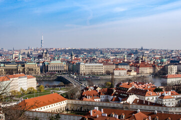 Lovely view over capital city of the Czech Republic - Prague with beautiful summer weather