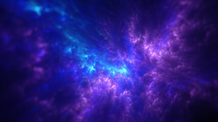 Abstract background, smooth multicolored lines on a black background.