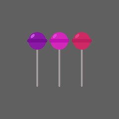 three lollipops. vector illustration on gray background