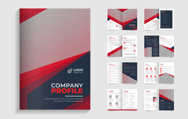 16 page red and black company profile business brochure template design