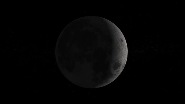 New moon to full moon libration 4k CGI animation moon phases