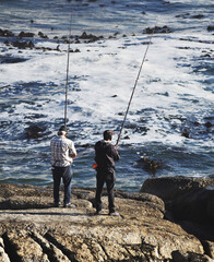 Men During Fishing At Sea