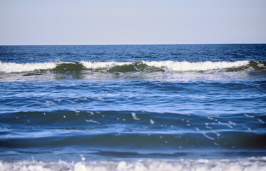 Fototapeta na wymiar Rough water and waves in Atlantic Ocean. Florida, USA