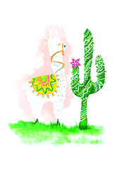 Llama y cactus