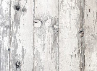 weathered white peeling paint wood background closeup