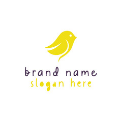 Yellow cute Bird Logo design template