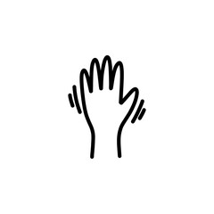 waving hand doodle icon, vector line illustration