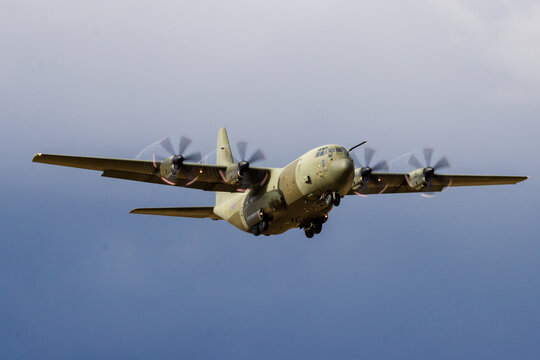 A C-130J 'Super Hercules' Performing Tactical Landings And Takeoffs From The Public Beach At Cefn Sidan Sands In West Wales.