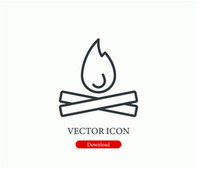 Bonfire vector icon.  Editable stroke. Linear style sign for use on web design and mobile apps, logo. Symbol illustration. Pixel vector graphics - Vector