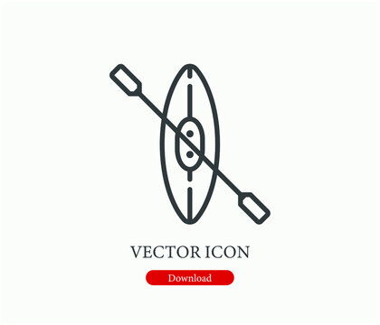 Canoe vector icon.  Editable stroke. Linear style sign for use on web design and mobile apps, logo. Symbol illustration. Pixel vector graphics - Vector