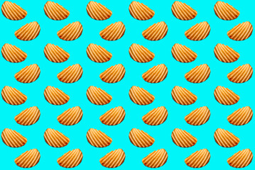 Corrugated Potato Chip pattern on a turquoise background