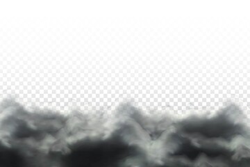 Vector realistic isolated thunder cloud sky for template decoration and covering on the transparent background. Concept of storm and cloudscape.