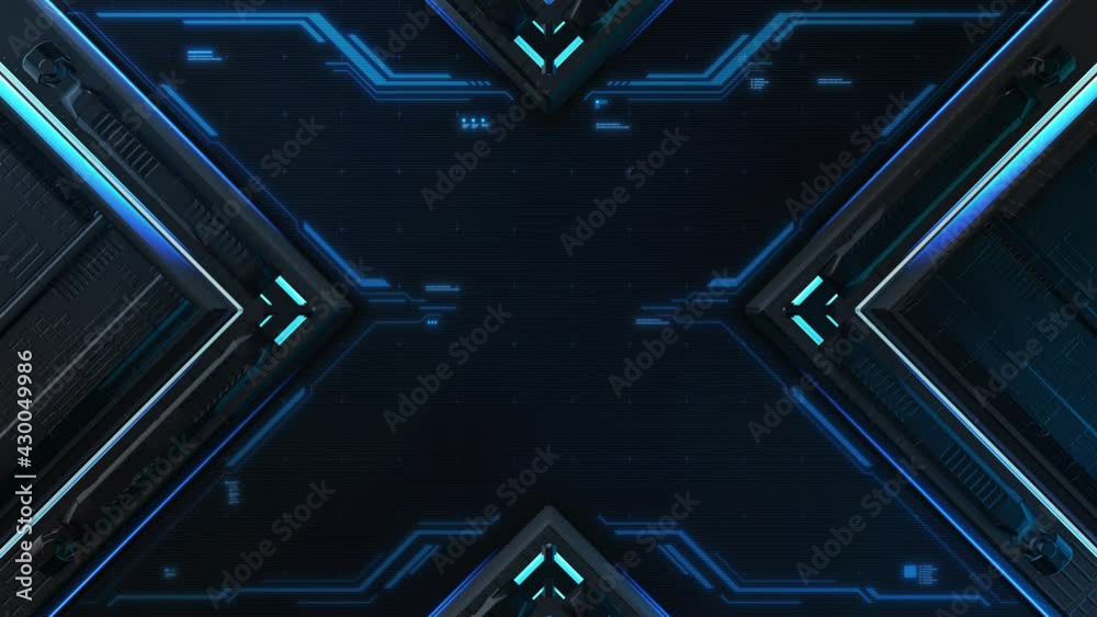 Poster technology background 3d render video. abstract futuristic texture with hud animation for gaming con