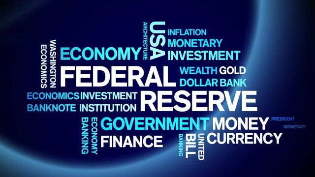 Federal Reserve Animated Tag Word Cloud;Text Design Animation typography seamless loop.