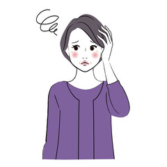 不安になっているおばあさんのイラスト