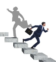 Businessman and his shadow in business concept