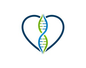 Simple love shape with DNA symbol inside
