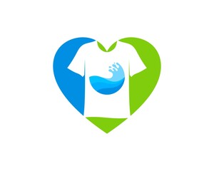 Love shape with T-shirt and laundry water inside