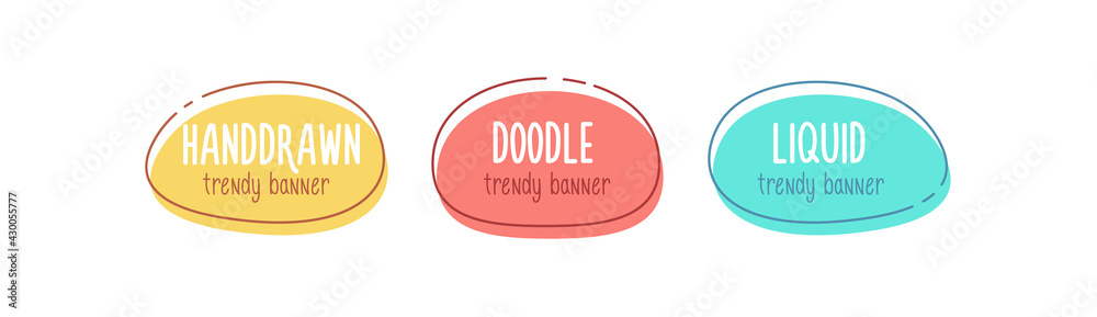 Fototapete set of doodle hand drawn organic shapes. vector trendy elements. template graphics with geometric sp