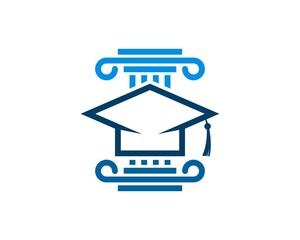 Law pillar with graduation hat inside
