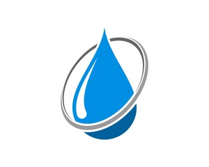 Blue water drop with oval swoosh inside