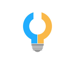 Robot hand with light bulb shape logo