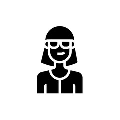 People Icon Girl Glasses Vector Illustration