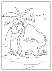 coloring sheet for children  cute dinosaurs,illustration image vector best for colouring sheet for kids,