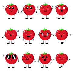 Beautiful Set of cute tomato in different character