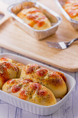 Mini pizza with sausage and cheese