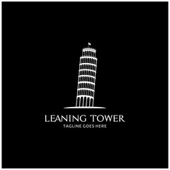 Leaning Tower of Pisa Italy Silhouette Vector Icon Illustration Symbol Logo Design Inspiration