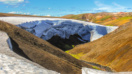landscape with snow covered mountains