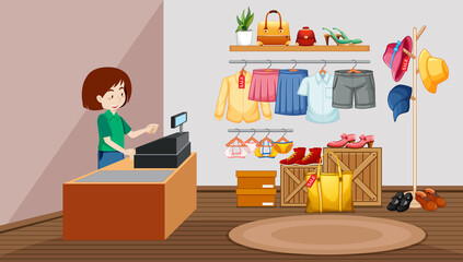 Interior design of cloth shop