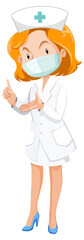 Female nurse in uniform wearing mask cartoon character