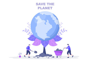 Save Our Planet Earth Illustration To Green Environment With Eco Friendly Concept and Protection From Natural Damage