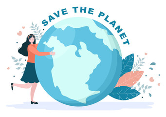 Save Our Planet Earth Illustration To Green Environment With Eco Friendly Concept and Protection From Natural Damage