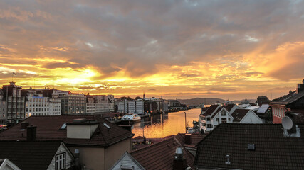 sunset over the city