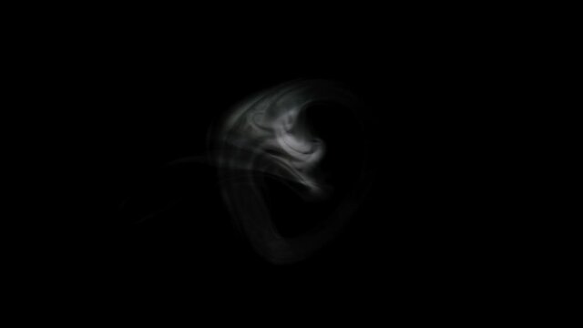 Slow motion of abstract white smoke  black background. Ice smoke cloud. Floating fog.