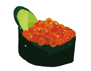 寿司　イクラ　イクラ軍艦　ベクター手書きイラスト © ニワトコ