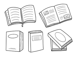 Book set doodle hand drawing sketches vector collection