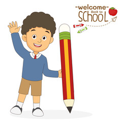 Cartoon children back to school background