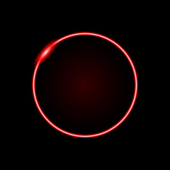 Neon circle glowing on a dark background. Icon. Design. Element. Vector