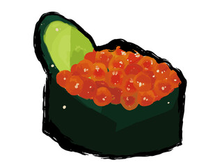 寿司　イクラ　イクラ軍艦　手書きベクターイラスト